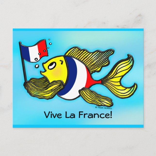 VIVE LA FRANCE Französische Flagge Witziger Cartoo Postkarte (Vorderseite)