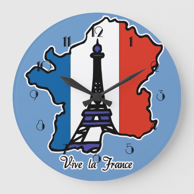 Vive La France Wall Clock Große Wanduhr (Vorderseite)