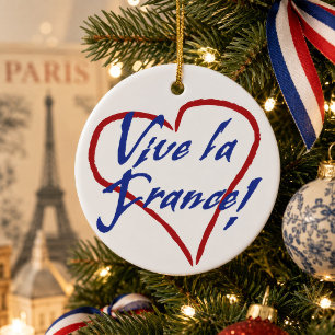Vive la France Weihnachtsfeier Keramikornament