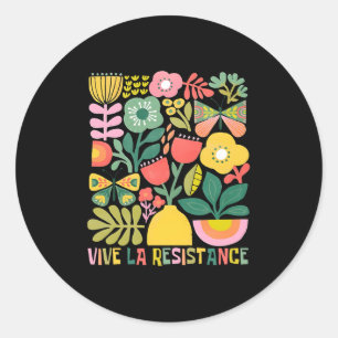 Vive La Resistance Political Retro Boho Floral Lon Runder Aufkleber