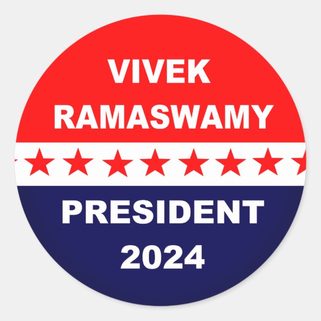 Vivek Ramaswamy Präsident 2024 Runder Aufkleber (Vorderseite)