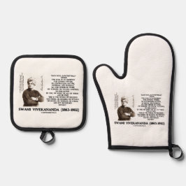Vivekananda Each Soul Potentially Divine Be Free Ofenhandschuh & Topflappen-Set