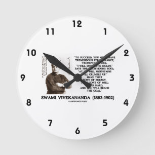 Vivekananda Um Erfolg zu haben, braucht man Ausdau Runde Wanduhr