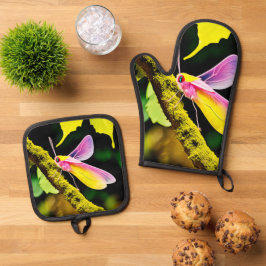 Viverzweigtes Branch Insect Design Ofenhandschuh & Topflappen-Set