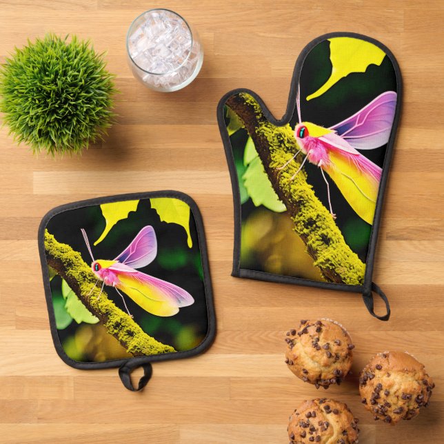 Viverzweigtes Branch Insect Design Ofenhandschuh & Topflappen-Set (Oben Unten)