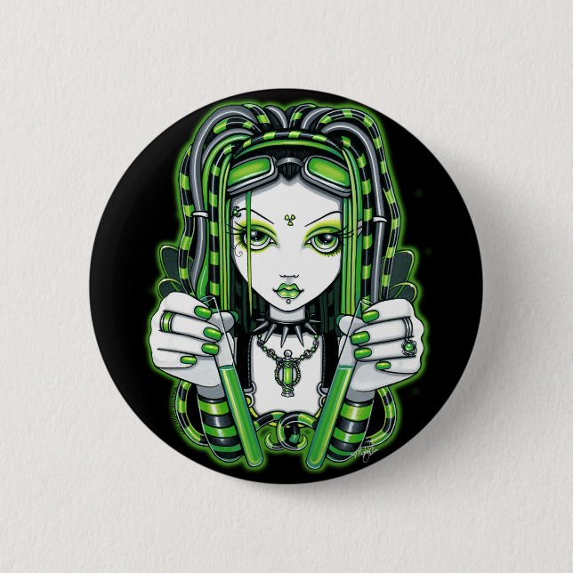 "Vivian" Cybergoth dunkler industrieller Button (Vorderseite)