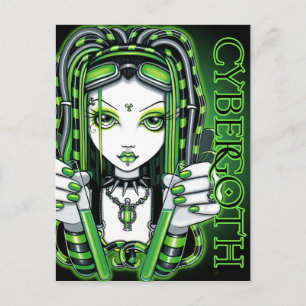 Vivian Cybergoth Toxic Green Fairy Postcard Postkarte