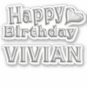 Vivian Happy Birthday silver Aufkleber Sticker
