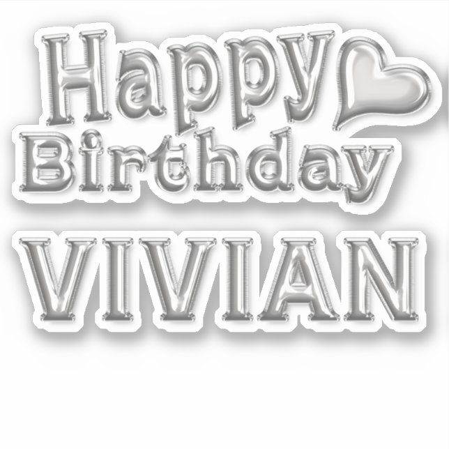 Vivian Happy Birthday silver Aufkleber Sticker (Vorderseite)