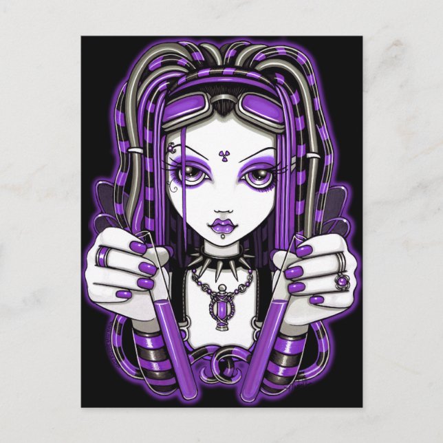 "Vivian" Lila Cyber Goth Fairy Art Postkarte (Vorderseite)