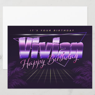 Vivian Name Vorname lila retro Karte Geburtstag