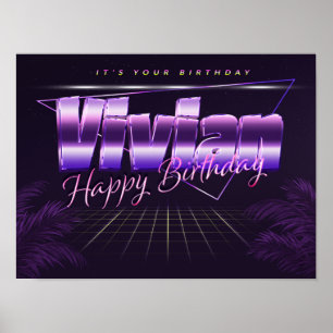 Vivian Name Vorname lila retro Poster Geburtstag