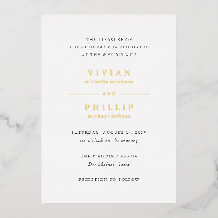 Vivian Simple Elegant Wedding Folieneinladung