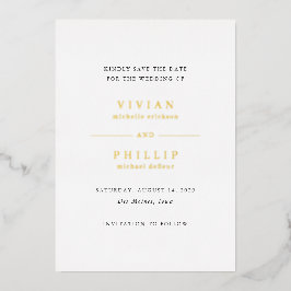 Vivian Simple Elegant Wedding Save the Date Folieneinladung