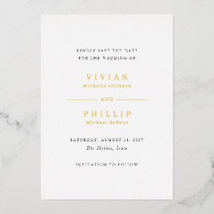 Vivian Simple Elegant Wedding Save the Date Folieneinladung