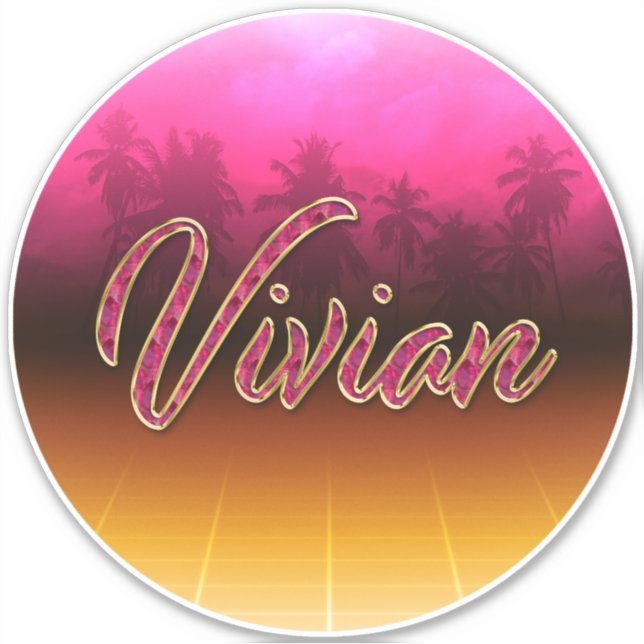 Vivian Vorname Name golden pink Aufkleber Sticker (Vorderseite)
