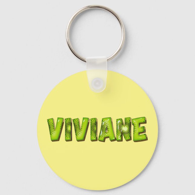 Viviane Name Kiwi Design Schlüsselanhänger (Vorderseite)