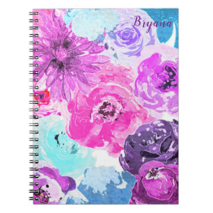 Viviane Violet Fettflorale Blume Rosa Lila Chic Notizblock