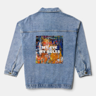 Vivid Abstraction - Öl Paint Chaos am Pa des Künst Jeansjacke