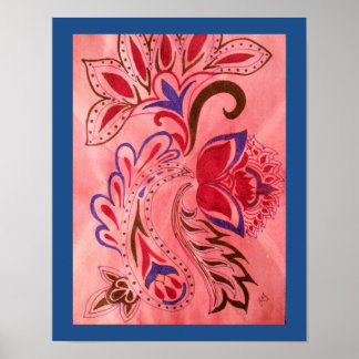 Vivid abstrakt Paisley gemischte Medien Poster