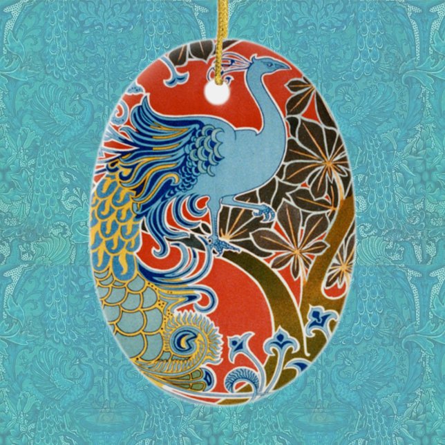 Vivid Art Nouveau Peacock Keramikornament (Von Creator hochgeladen)