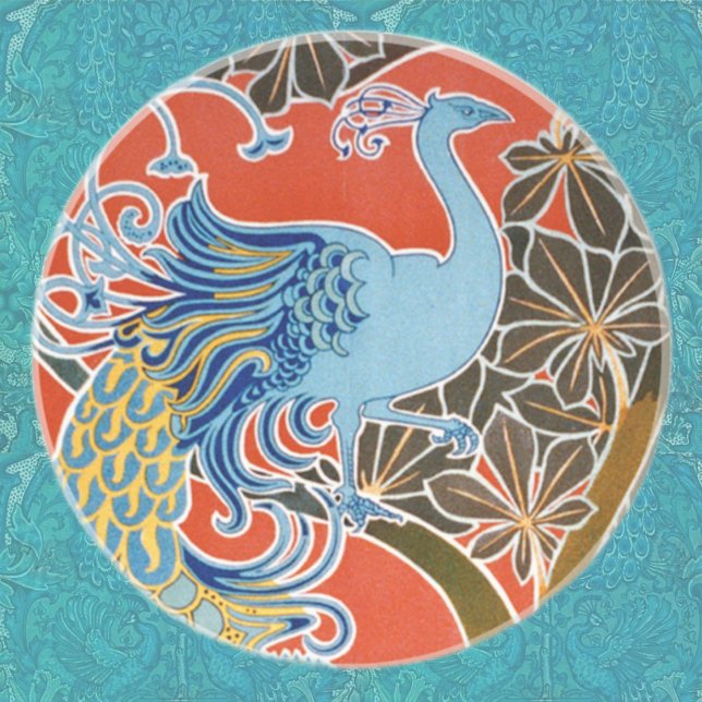 Vivid Art Nouveau Peacock Untersetzer (Von Creator hochgeladen)