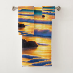 Vivid Beach Sunset Badhandtuch Set