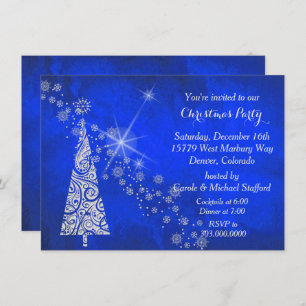 Vivid Blauer Weihnachtsbaum Party Einladung