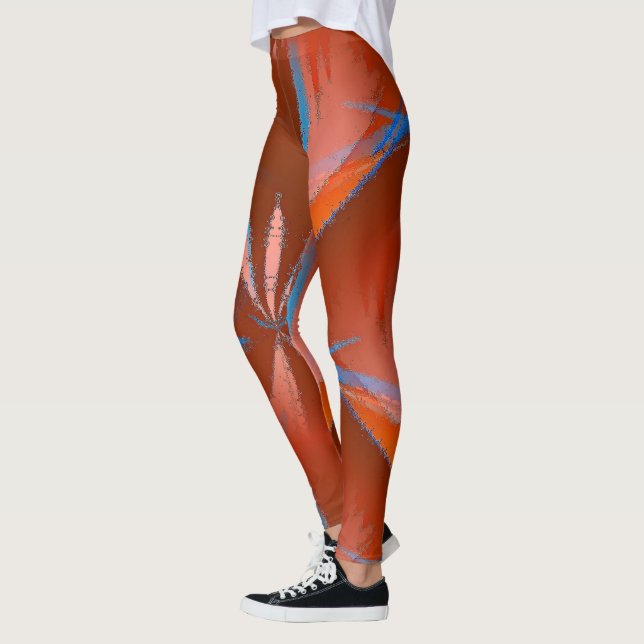 Vivid Blue Brown Orange Leggings (Links)