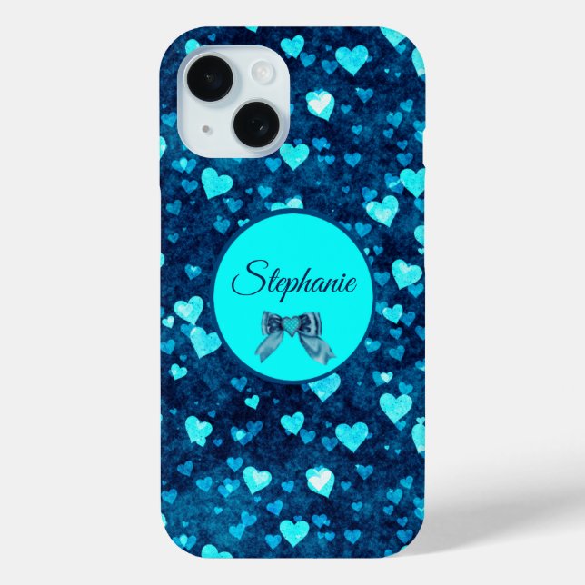 Vivid Blue Hearts Case-Mate iPhone Hülle (Rückseite)