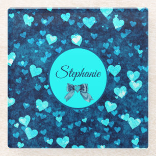 Vivid Blue Hearts Glasuntersetzer