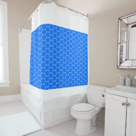 Vivid Blue Honeycomb Muster White Border Stripes Duschvorhang