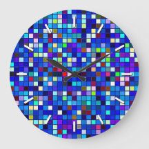 Vivid Blue Multicolored Square Tiles Pattern