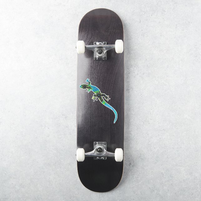 Vivid Blue und Green Fraktal Lizard Aufkleber (Skateboard)