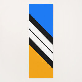 Vivid Blue Yellow White Black Slant Racing Streife Yogamatte