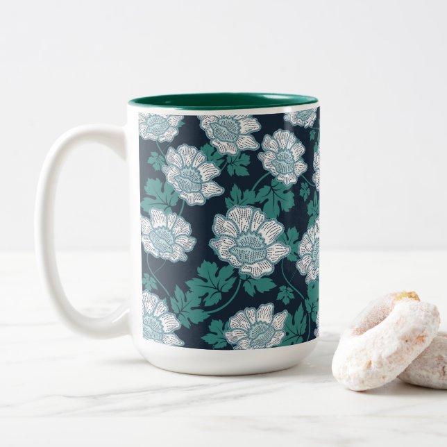 Vivid Botanical Elegance Zweifarbige Tasse (Mit Donut)