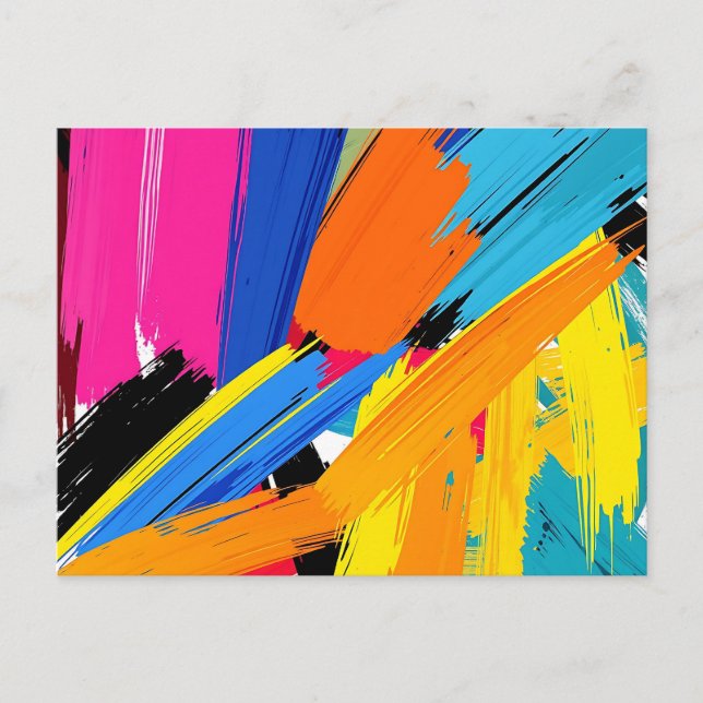 Vivid Brushstrokes Abstrakt Moderne Postkarte (Vorderseite)
