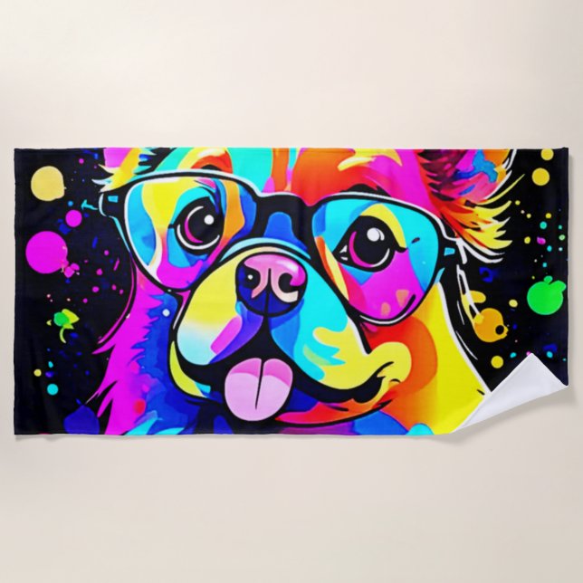 Vivid Canine Vibes Design Strandtuch (Vorderseite)