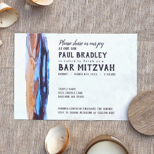 Vivid Caramel & Blue Bar Mitzvah Einladung