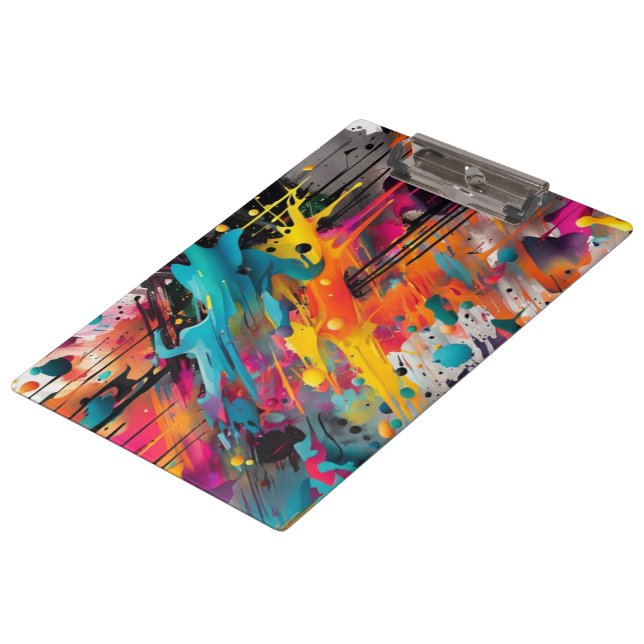 Vivid Chaos Splash Graffiti Klemmbrett (Schrägansicht)