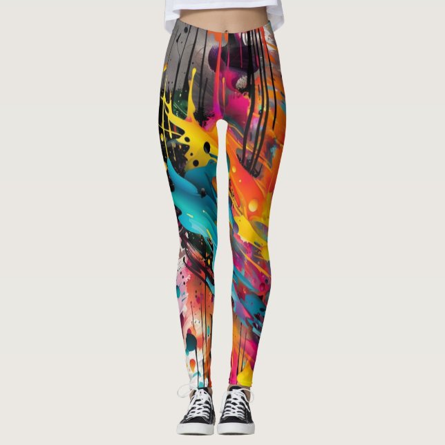 Vivid Chaos Splash Graffiti Leggings (Vorderseite)