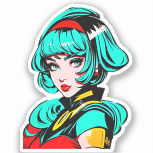 Vivid Colors & Retro Comic - Pop Art Manga Giro de Aufkleber