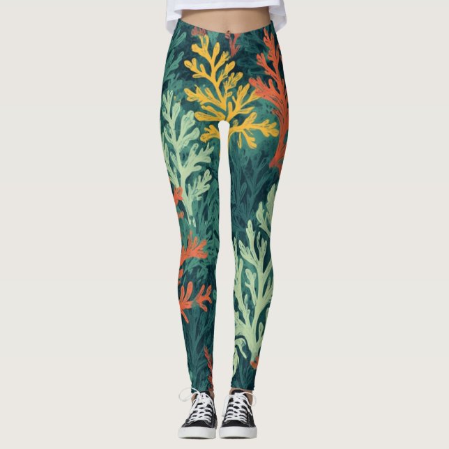 Vivid Coral Forest - Leggings (Vorderseite)