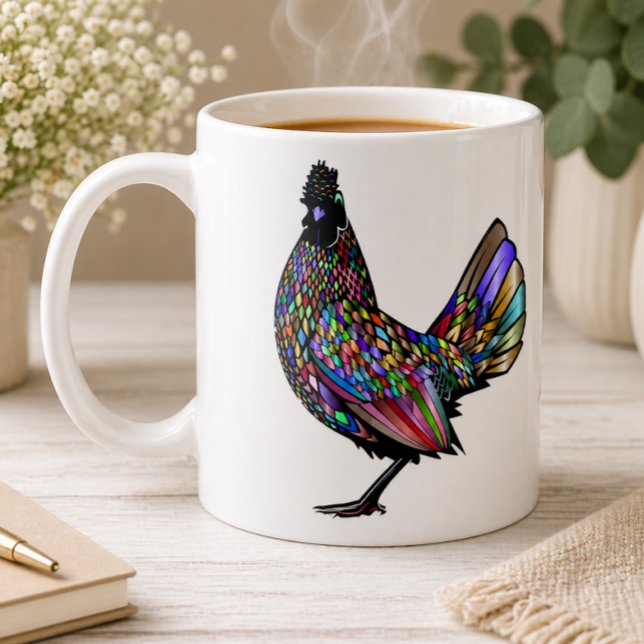 Vivid Eclectic Beautiful Rooster Kaffeetasse (Von Creator hochgeladen)