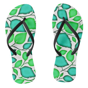 Vivid Elegance Blätter Muster Flip Flops