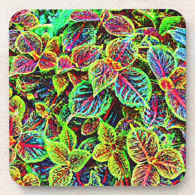 Vivid Elegance Blätter Muster Getränkeuntersetzer (Vorderseite)