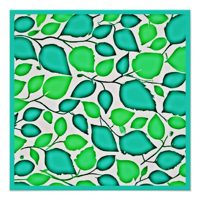 Vivid Elegance Blätter Muster Poster (Vorderseite)