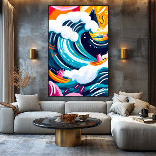 Vivid Fauvist Vision der großen Welle Kanagawas Leinwanddruck