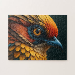Vivid Feathered Portrait - Colorful Bird Close-Up Puzzle