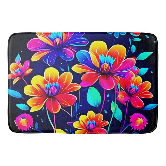 Vivid Floral Bouquet Badematte (Vorderseite)